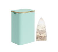 SONGMICS Cesto de Ropa Sucia con Tapa, Gran Cesta Ropa Sucia, 90 L, Forro de Malla Extraíble, Tejido Oxford, Asas Bambú, Plegable, 42 x 32 x 70,5 cm, Verde Menta LCB509C01