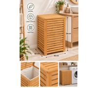 Cesto de ropa sucia de bambú de 65L con - Cofre rectangular para ropa sucia de 40 × 40 × 58 cm - Almacenamiento para baño y dormitorio