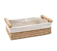 Cesto Mimbre Almacenamiento - Organizador De Cuerda De Papel Con Asas Y Forro Interior,Porta Maquillaje Estilo Rústico | Para Despensa, Cuarto Infantil, Baño, Salón, Dormitorio, Armario, Cocina,