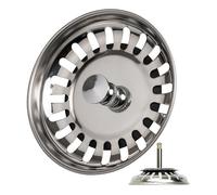 Cesto para Fregadero, 1 Unidad, cesto para Fregadero de Ø 80 mm, en Acero Inoxidable, Espiga excéntrica Que sobresale 27-57 mm en el desagüe, Pasador de Ø 8 mm, Repuesto para fregaderos de Cocina