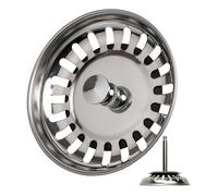 Cesto para Fregadero, 1 Unidad, cesto para Fregadero de Ø 84 mm, en Acero Inoxidable, Espiga excéntrica Que sobresale 52-97 mm en el desagüe, Pasador de Ø 8 mm, Repuesto para fregaderos de Cocina