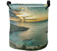 Cesto Para Guardar Ropa Paisaje De Verano En La Playa Al Atardecer Cestas De Lavandería Impermeable Grande Redonda Para Ropa Sucia, Para Juguetes, Dormitorio, Baño, 60L