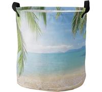Cesto Para Guardar Ropa Playa Paisaje Costero Tríptico Palmera Azul Mar Limpio Cestos Lavado Grande Decorativas Cesta Para La Ropa, Para Juguetes, Dormitorio, Baño, 60L