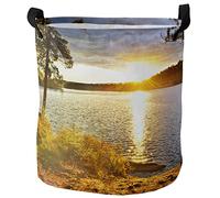 Cesto Para Guardar Ropa Reflejo Del Agua Al Atardecer En Un Árbol Junto Al Lago Paisaje Natural Cestos Lavado Grande Impermeable Cesta De Almacenamiento, Para Juguetes, Dormitorio, Baño, 60L