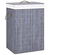 Cesto para la colada bambú 2 secciones gris 72 L | Bambú, 2 secciones, funda extraíble, fondo abierto, plegable