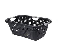 Cesto para la colada de plástico, negro, 60 x 40 cm | Cesta de transporte con asas, cesta para la colada, cesta de la colada, cesta de la compra