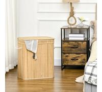Cesto para la ropa sucia HOMCOM con tapa, 90 L, con asas, 2 bolsas extraíbles, plegable, para lavadero, dormitorio, baño, natural