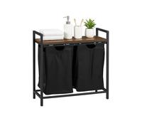 Cesto para la ropa sucia Relaxdays, 2 cestos extraíbles, con estante, HBT: 72 x 73 x 33 cm, cesto de metal, marrón/negro