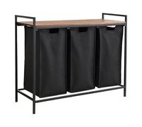 Relaxdays Cesto para ropa sucia con 3 sacos marrón,negro