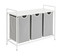 Cesto para la Ropa Sucia Relaxdays con 3 cestos extraíbles, Estante, H x A x F: 72 x 92,5 x 33 cm, Metal, Blanco/Gris