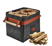 Cesto para Leña Cesta de Fieltro para Leña, Estructura de Metal Integrada Para Mayor Estabilidad Cesta para Leña, 5MM Fieltro de Espesor, Bolsa para Libros, Ropa y Juguetes