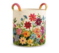 Cesto para Ropa con Asas, Cesta de Tela Plegable para Ropa, Toallas, Juguetes y Mantas(Wildflower Garden,16x22in)