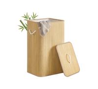 Cesto para ropa de bambú con tapa y bolsa extraíble