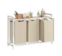 Cesto para Ropa Sucia 3 x 40 L 92,5 x 33 x 72 cm Beige Capuchino y Beige Natural