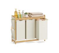Cesto para Ropa Sucia 3 x 50 L 94 x 33 x 78 cm Blanco Crema