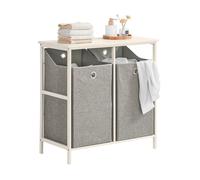 SoBuy BZR57-W Cesto para Ropa Sucia con 2 Compartimientos Extraíbles Mueble Organizador para Lavadora 77 x 38 x 80 cm ES, blanco