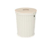 SONGMICS Cesto para Ropa Sucia con Tapa, Cesto Redondo para Ropa Sucia, 95 L, Versátil, Forro de Tela Extraíble, Gran Capacidad, para Lavadero, Dormitorio, Sala de Estar, Blanco Crema LCB160W01