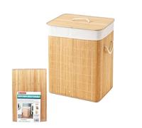Cesto para Ropa Sucia de Bambú | con Tapa | Diseño plegable y Asas Laterales | Fácil Transporte | Bolsa Extraíble y Lavable | Ideal para Mantener el Hogar Organizado | Rectangular 50cm-40cm-30cm