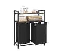 VASAGLE Cesto para Ropa Sucia, Cesta Colada con 2 Bolsas Extraíbles, 2 Estantes, Bolsa Extraíble y Desmontable, 46 L por Bolsa, para Baño, Lavandería, Marrón Rústico y Negro BLH211B01