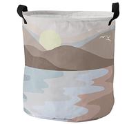 Cesto Para Ropa Sucia Pintura Abstracta Hermosa Junto Al Mar Con La Montaña Al Amanecer Organizador Con Asa Plegable Cesta De Almacenamiento, Para Juguetes, Dormitorio, Salon, 60L