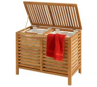 Cesto para ropa sucia Relaxdays 2 compartimentos, 150 L, color natural
