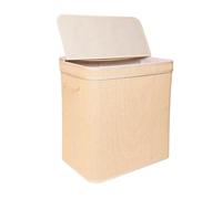 Cesto para ropa sucia Relaxdays con tapa, bambú, 130 l, 2 compartimentos, HxBxT 61 x 58 x 39 cm, baño, natural