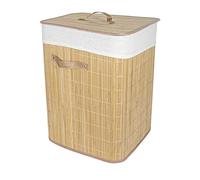 Cesto Ropa Sucia Bambú con Tapa Forma Rectangular Plegable 35x35x50cm - Cesta Cubo para Colada con Asa Capacidad 60L