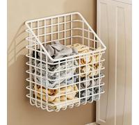 Cesto Ropa Sucia de Pared, Laundry Basket de Metal, Cubo de Almacenamiento Pequeñas, Estantería Organizadora para Cuarto de Baño y Dormitorio(White,30x19cm/11.8x7.4in)