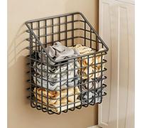 Cesto Ropa Sucia de Pared, Laundry Basket de Metal, Cubo de Almacenamiento Pequeñas, Estantería Organizadora para Cuarto de Baño y Dormitorio(Black,27x13cm/10.6x5.1in)