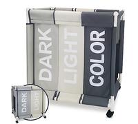 Cesto Ropa Sucia para la Colada Cesta con Tapa 120L Set Bolsas de Lavado Carro Lavandería Ruedas y Compartimentos Laundry Basket Almacenaje Organizador Cubo Mueble Ropa Limpia Clara Oscura Juguetes