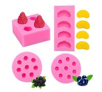 Cestony 4pcs 3D Mini fruta fresa naranja frambuesa arándano forma moldes de silicona para pastel DIY fondant galletas jabón azúcar pudín chocolate dulces duros postre decoración