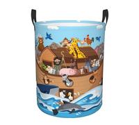 Cestos Para La Colada Animales Flotando En El Arca De Noé Cesto De Ropa Sucia Con Asas Cesto De Almacenamiento Impermeable Laundry Basket Para Lavandería Habitación Infantil Baño 40X50Cm