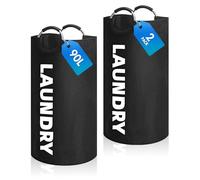 Cestos Ropa Sucia 90 L, Cesto Colada de Lavandería con Mango,Juego de 2 Cesto de lavandería plegable,Cubo de lavandería de Tela Oxford, Cesto de ropa sucia para Ropa, Mantas, Sábanas（ferroso）