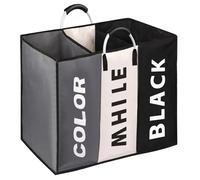 Cestos Ropa Sucia, Cesto para Ropa Plegable con 3 Compartimentos, Cesto para la Colada Oxford con 2 Mango de Aluminio, Organizador de la Colada Gran Capacidad(60x32x49cm)