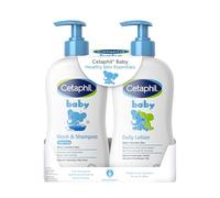 Cetaphil Baby Wash & Shampoo Plus Body Lotion, Healthy Skin Essentials, Hidración Head to Toe para hasta 24 horas, para Delicate, Sensitive Skin, 2 unidades, color blanco