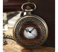 CETEOR Relojes de Bolsillo para Hombres, Paquete de Caja de Madera Maciza Reloj de Bolsillo mecánico Cadena medallón Dial Hueco Steampunk Esqueleto Hombres Reloj Redondo 2(P523 Quartz Pocket)