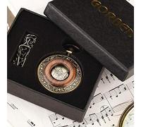 CETEOR Relojes de Bolsillo para Hombres, Paquete de Caja de Madera Maciza Reloj de Bolsillo mecánico Cadena medallón Dial Hueco Steampunk Esqueleto Hombres Reloj Redondo 2(Pm004 with Package)