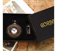 CETEOR Relojes de Bolsillo para Hombres, Paquete de Caja de Madera Maciza Reloj de Bolsillo mecánico Cadena medallón Dial Hueco Steampunk Esqueleto Hombres Reloj Redondo 2(P523 with Package)