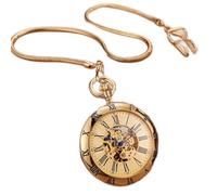 CETEOR Relojes de Bolsillo para Hombres, Reloj de Bolsillo mecánico automático de Plata de Cobre, Reloj de Cadena, Reloj de números Romanos for Hombres, Relojes de Bolsillo (Color: Oro)(Gold)