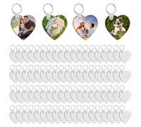 Cetfuro 240 Llaveros de Sublimación en con Forma de Corazón de Doble Cara, 80 Llaveros de Sublimación en con 160 Anillos y Clips