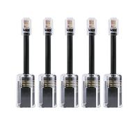 Cetfuro Desenredador de Cable de TeléFono de 5 Piezas RJ9 4P4C 360 Grados Giratorio Extendido Anti-ÁNgulo en T Cable de TeléFono Negro Cable de LíNea Fija