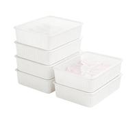 Cetomo 10 compartimentos de almacenamiento de plástico para ropa interior y calcetines con tapa, organizador de calcetines de lencería, organizador de cajones apilable con separadores, cesta de