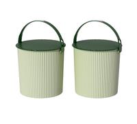 Cetomo 12L*2 Cubeta de Plástico con Tapa y Mango, Cubetas de Agua Resistentes para Jardín y Limpieza, Contenedor de Paredes Gruesas, Duradero, Polipropileno, Sin BPA, Verde, 12L (Pack de 2)