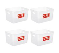 Cetomo 17L*4 Cesta de Almacenamiento de Plástico, Caja de Almacenamiento Abierta, Contenedores Para Estanterías, Organizadores con Asas Para oficina, Gabinetes, Claro, 17L-4 Unidades (35*27*20cm)