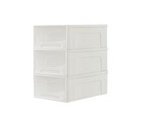 Cetomo 30L*3 Cajones de Almacenamiento de Plástico, Organizadores para Escritorio de Oficina, Caja de Almacenamiento, Torre Apilable para Cosméticos, PP, Duradero, Blanco, Transparente, 30L-3 Unidades
