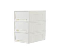 Cetomo 30L*3 Cajones de Almacenamiento de Plástico, Organizadores para Escritorio de Oficina, Caja de Almacenamiento, Torre Apilable para Cosméticos, PP, Duradero, Blanco, 30L-3 Unidades