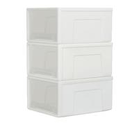 Cetomo 50L*3 Cajones de Almacenamiento de Plástico, Organizadores para Escritorio de Oficina, Caja de Almacenamiento, Torre Apilable para Cosméticos, PP, Duradero, Blanco, Transparente, 50L-3 Unidades