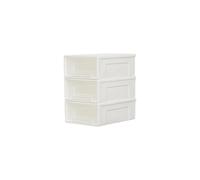 Cetomo 5L*3 Cajones de Almacenamiento de Plástico, Organizadores para Escritorio de Oficina, Caja de Almacenamiento, Torre Apilable para Cosméticos, PP, Duradero, Blanco y Transparente, 5L-3 Unidades