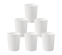 Cetomo 7.2L*6 Papelera de Basura de Plástico, Bote de Basura, Papeleras Pequeñas, Papelera Para Dormitorio, Canasto de Basura Redondo con Raya Sólida, Empilables, Mate, PP, Blanco, 7.2L-6 Unidades