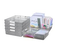 Cetomo Caja de almacenamiento de plástico, cestas de almacenamiento con asa, organizador de cesta de estante con agujero, contenedor de almacenamiento superior abierto para el hogar, cocina, oficina